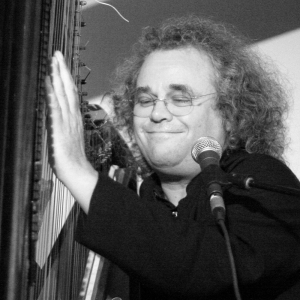 Andreas Vollenweider plays the harp at live performance for KINK.FM radio.
