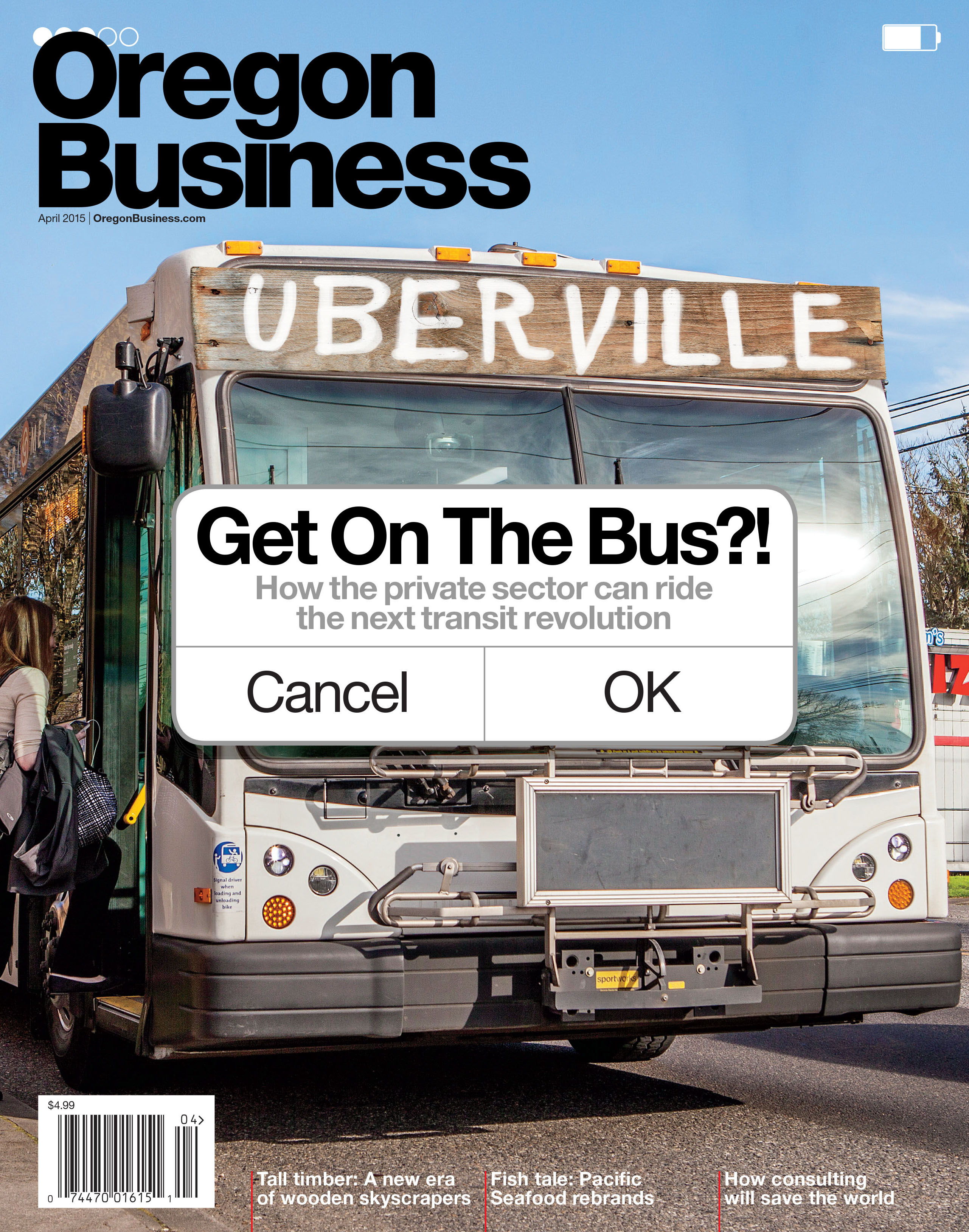 Oregon Business Cover April 2015 Bus with destination Uberville